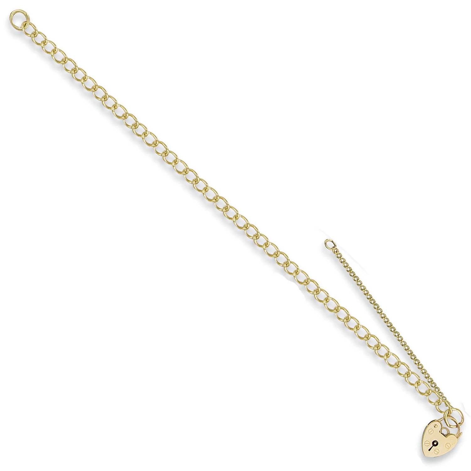 Yellow Gold Open Curb & Padlock Charm Baby/Ladies Bracelet - 9ct Gold - Image 2
