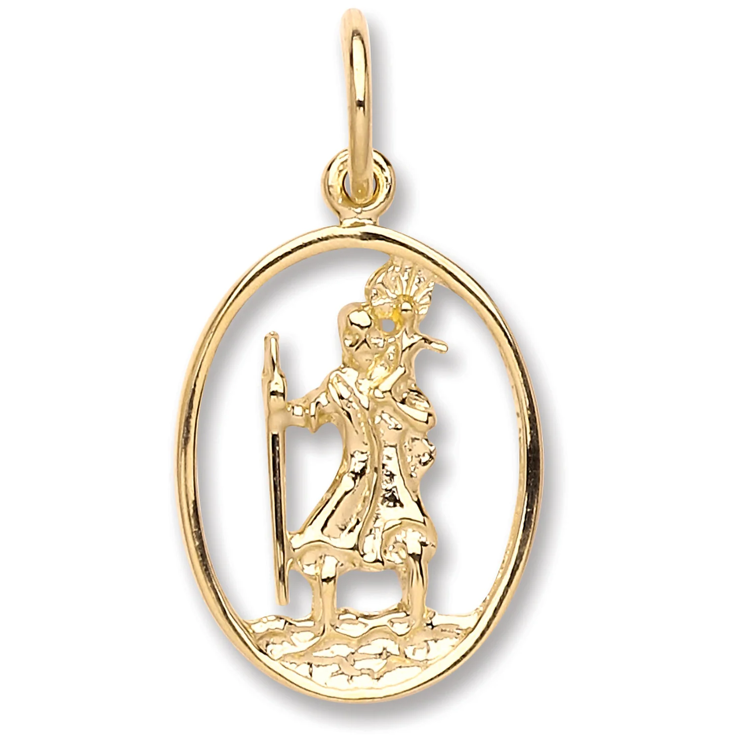 Yellow Gold Oval Cut Out St Christopher Pendant - 9ct Gold - Image 2
