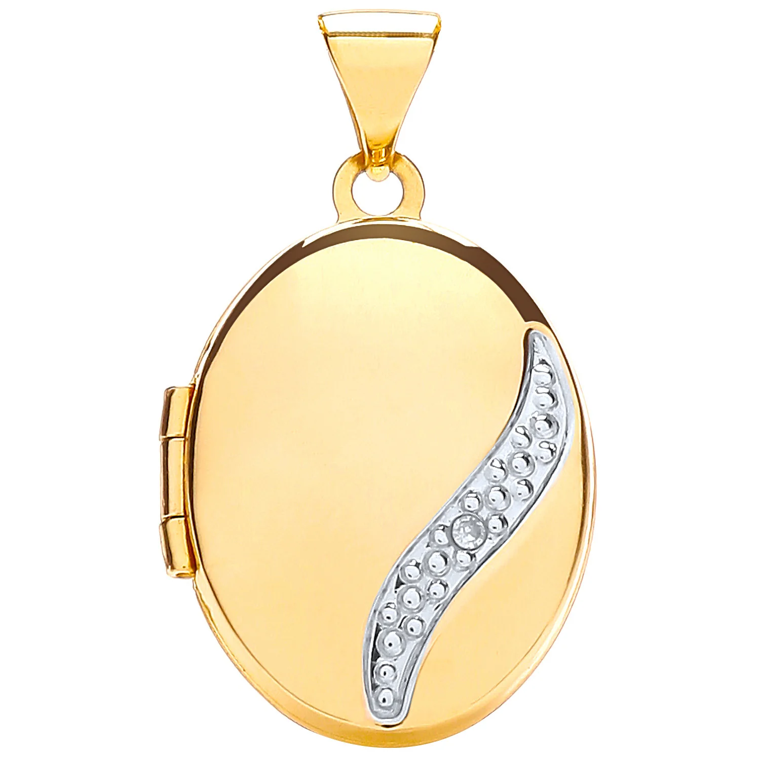 Yellow Gold Oval Locket with Diamond - 9ct Gold - Image 2