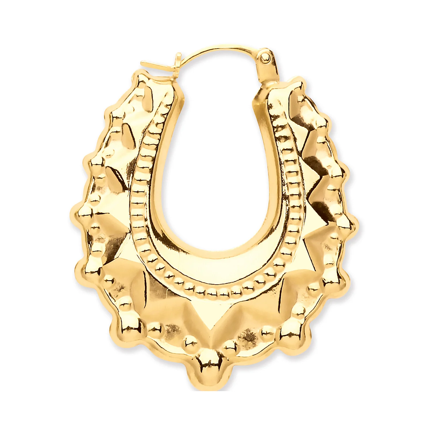 Yellow Gold Oval Spike Creole - 9ct Gold - Image 2