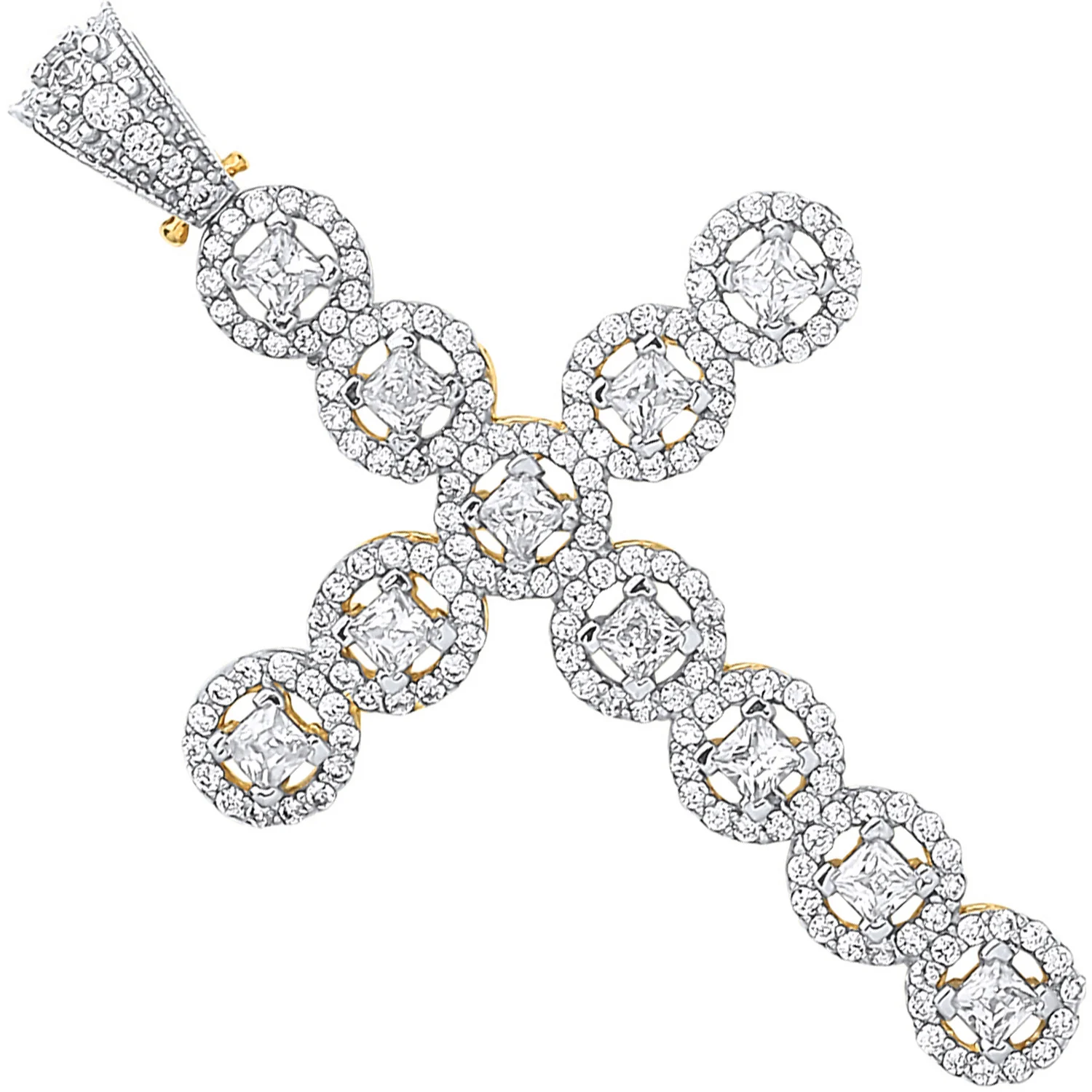 Yellow Gold P/C Cubic Zirconia Halo Style Setting Cross - 9ct Gold - Image 2