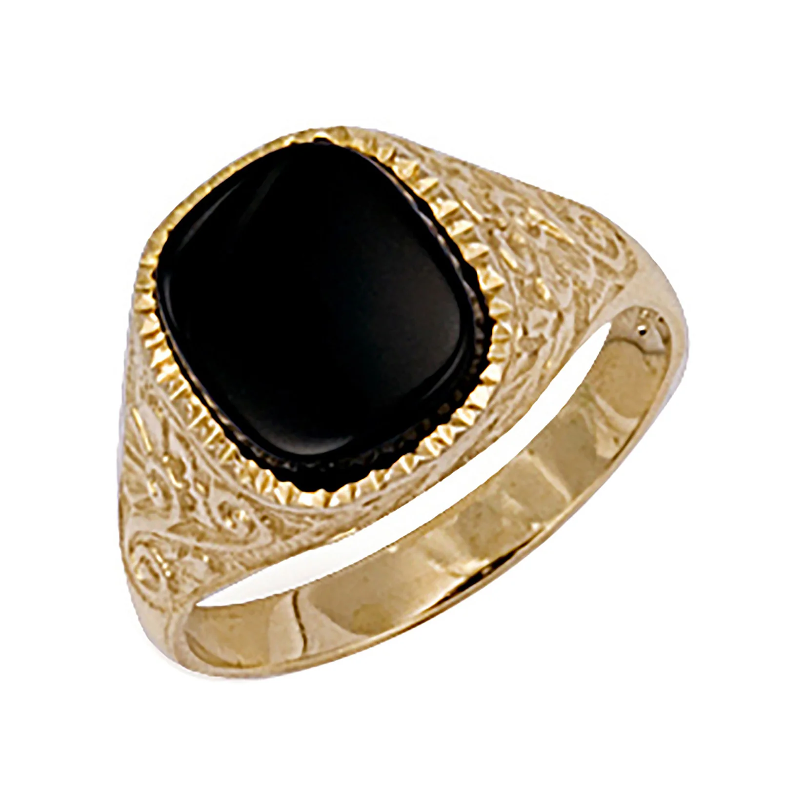 Yellow Gold Patterned Side Ring - 9ct Gold - Image 2