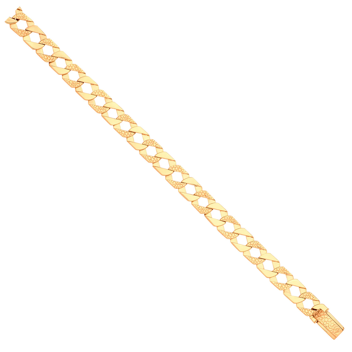 Yellow Gold Plain & Nugget 10.5mm Link Flat Curb Chain - 9ct Gold - Image 2