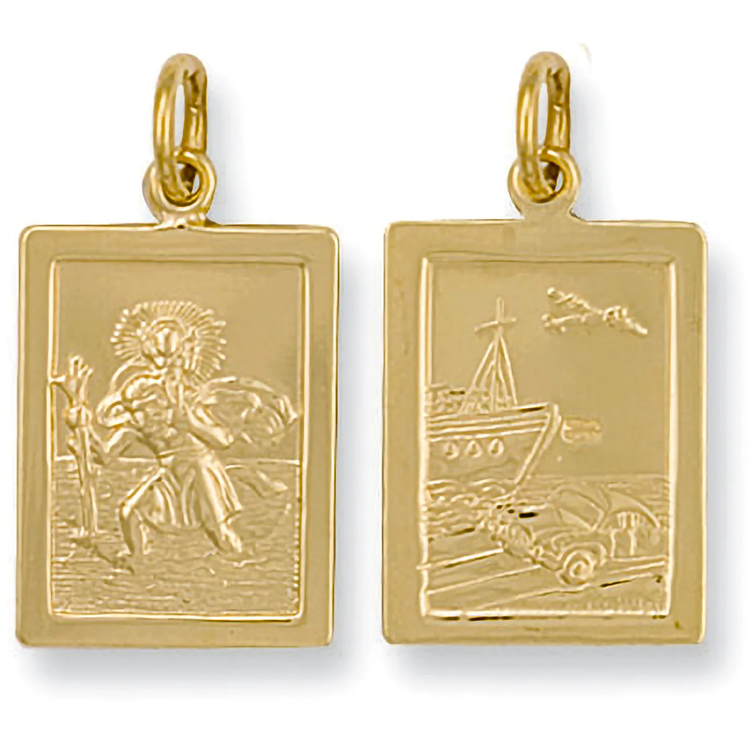 Yellow Gold Rectangular Shaped St Christopher Pendant - 9ct Gold - Image 2