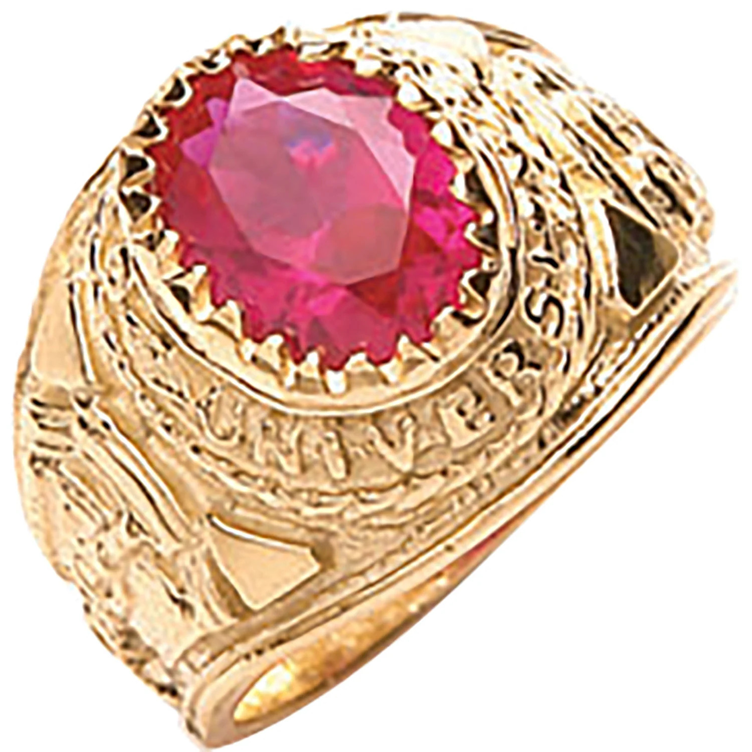 Yellow Gold Red Cubic Zirconia Baby Collage Ring - 9ct Gold - Image 2