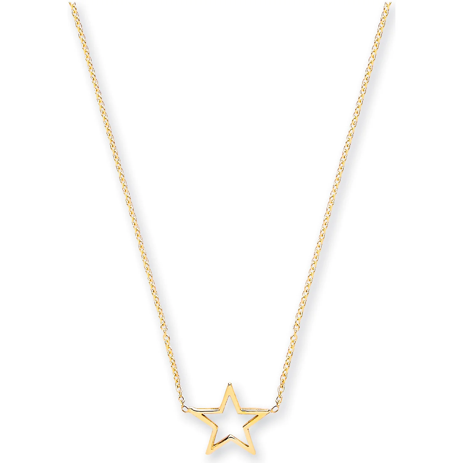 Yellow Gold Rolo Chain with Star Adjustable from 18" to 16"/17" - 9ct Gold - Image 2