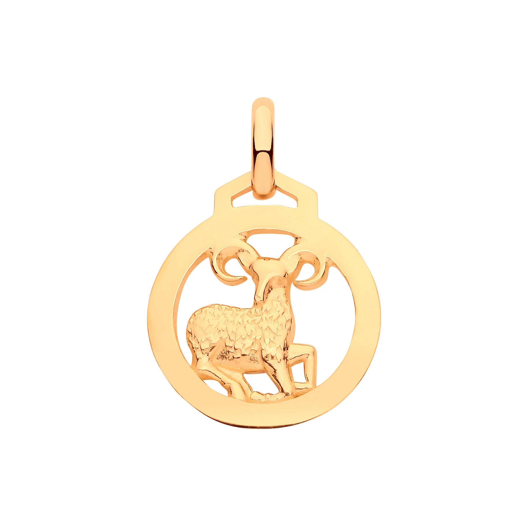 Yellow Gold Round Zodiac Pendant ARIES - 9ct Gold - Image 2