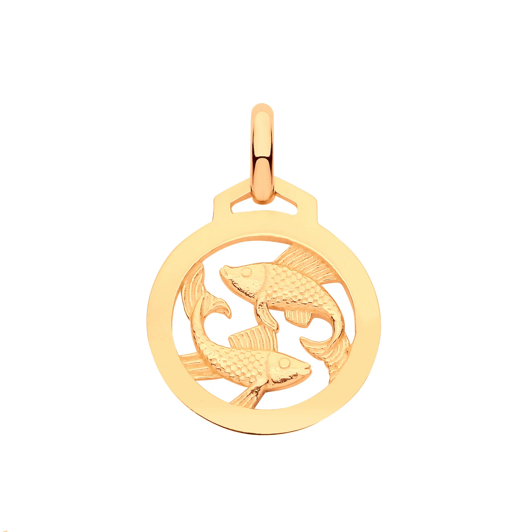 Yellow Gold Round Zodiac Pendant PISCES - 9ct Gold - Image 2