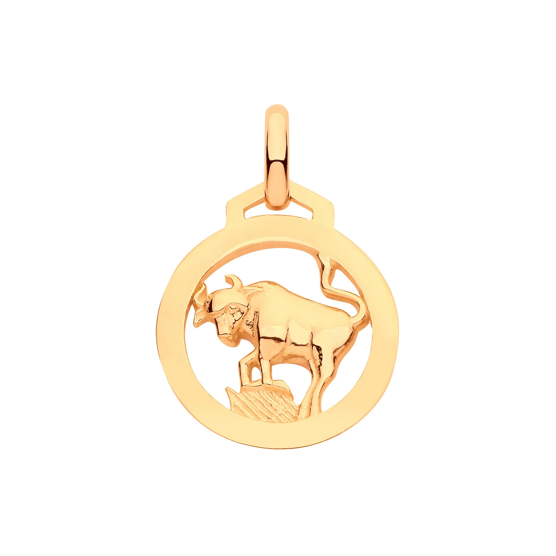 Yellow Gold Round Zodiac Pendant TAURUS - 9ct Gold - Image 2