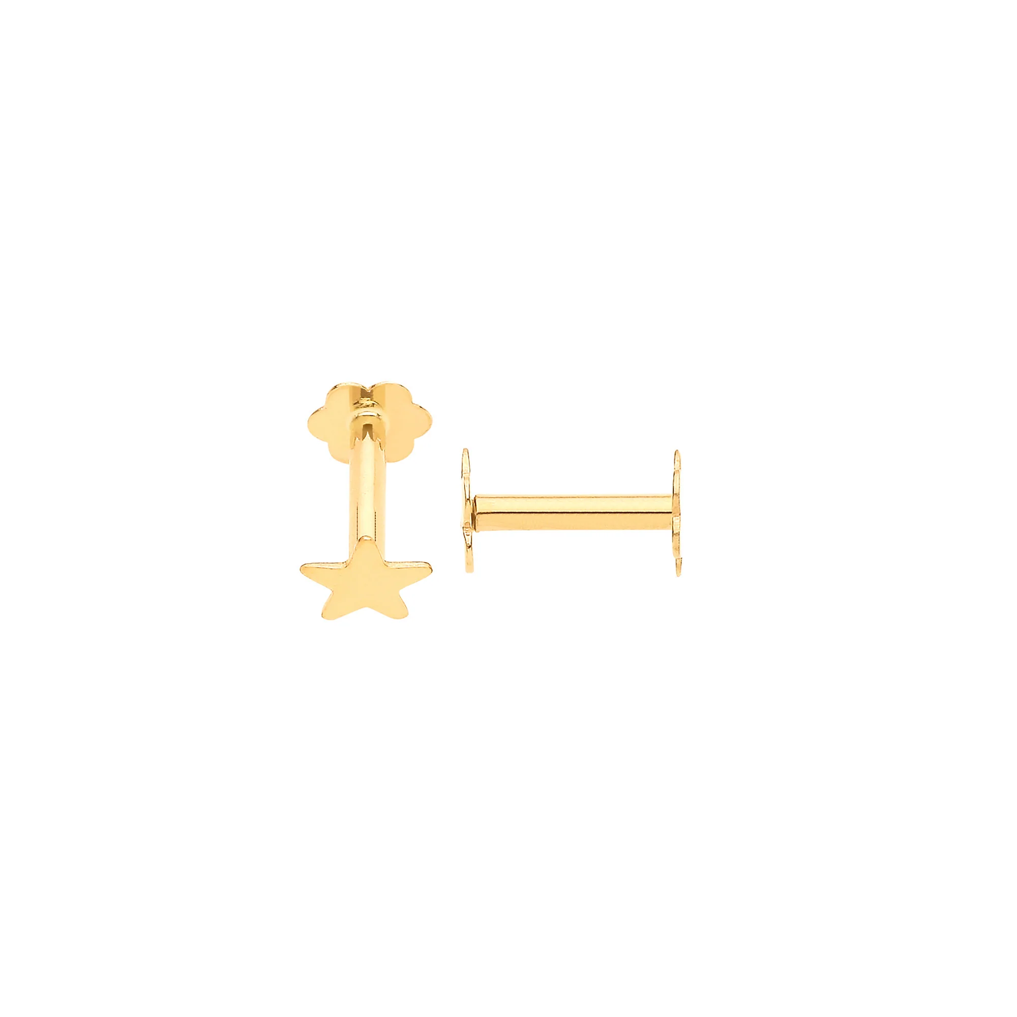Yellow Gold Star Screw Ear Cartilage Stud - 9ct Gold