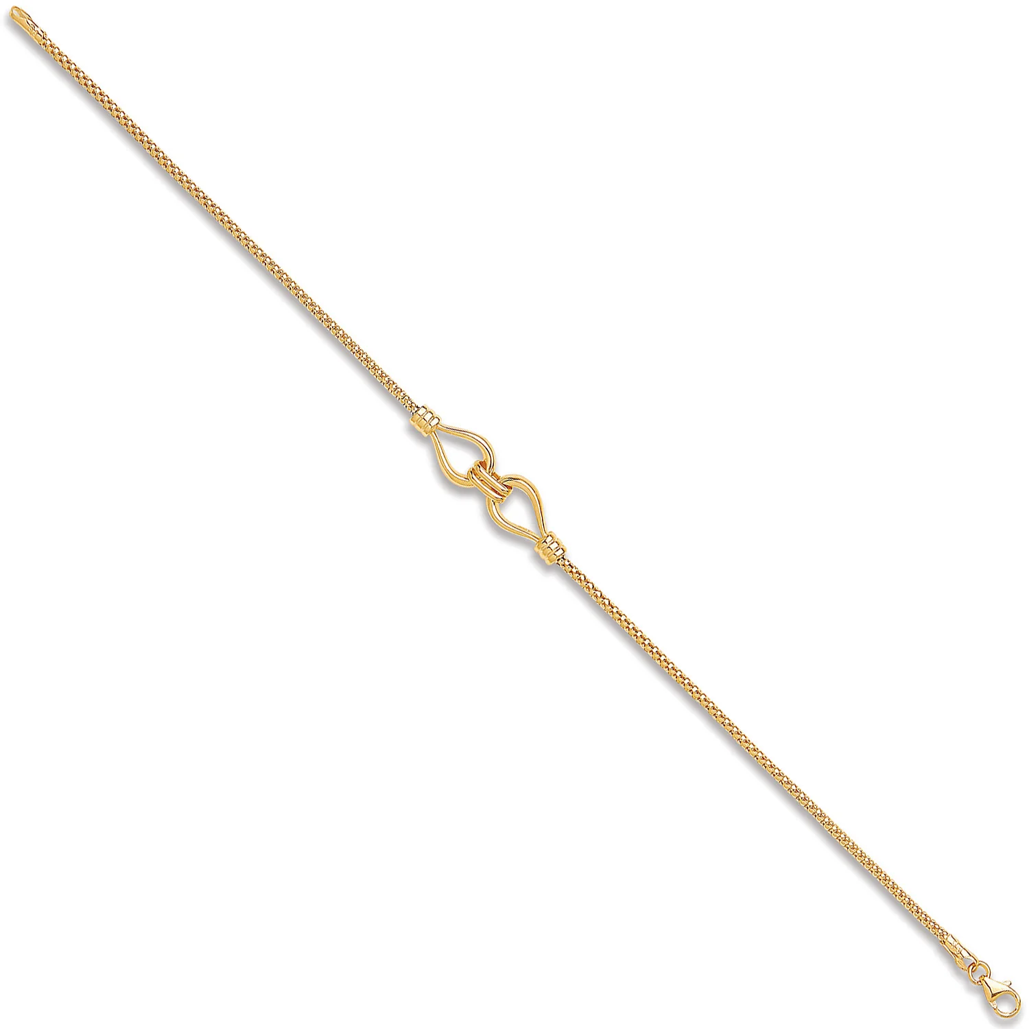 Yellow Gold T Double Hook Ladies Bracelet - 9ct Gold - Image 2