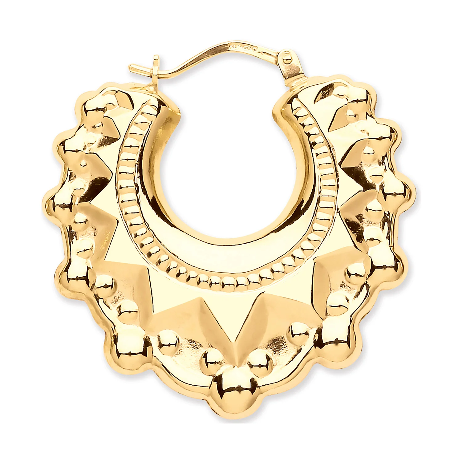 Yellow Gold Traditional Creoles Earrings - 9ct Gold - Image 2