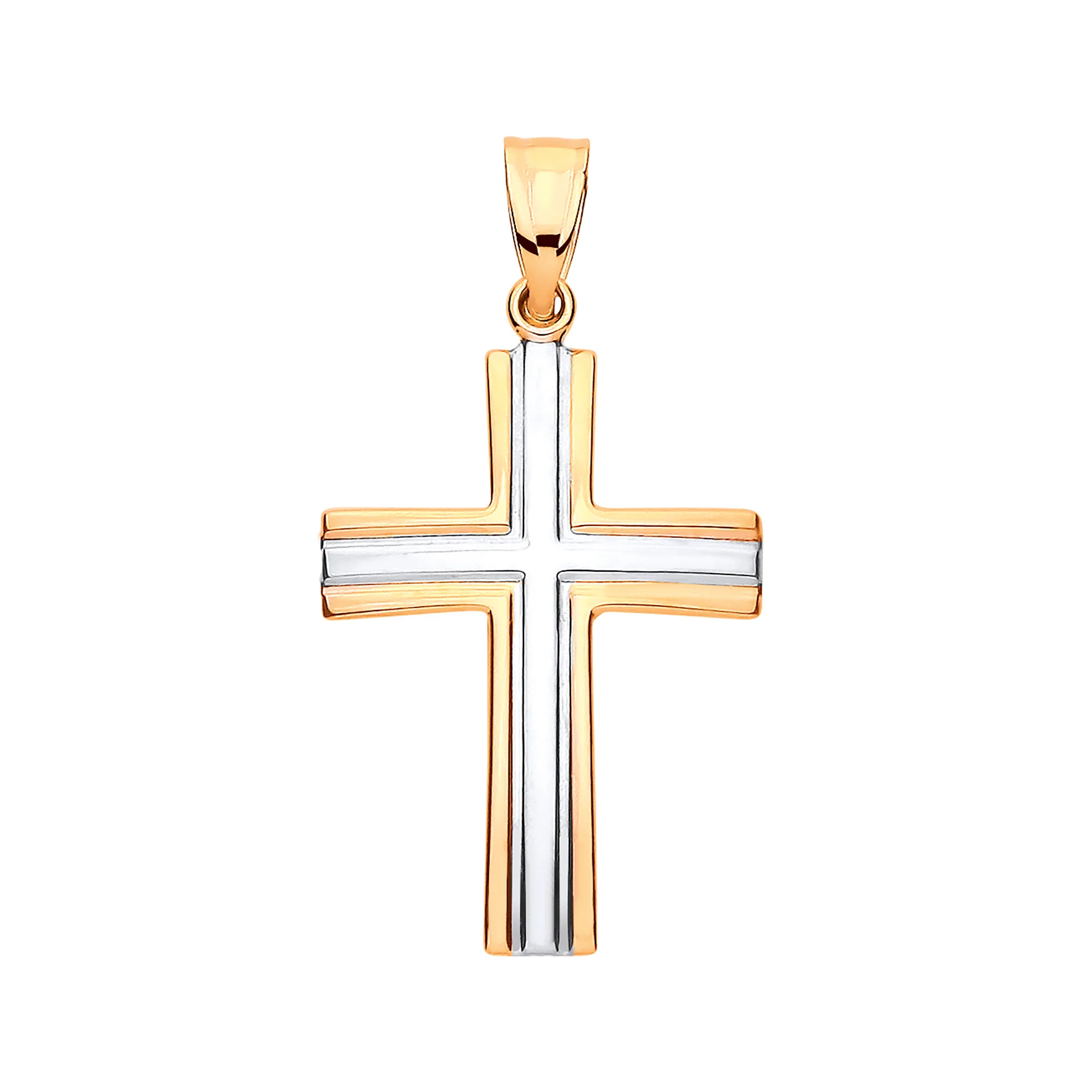 Yellow Gold Two Colour Hollow Cross - 9ct Gold - Image 2