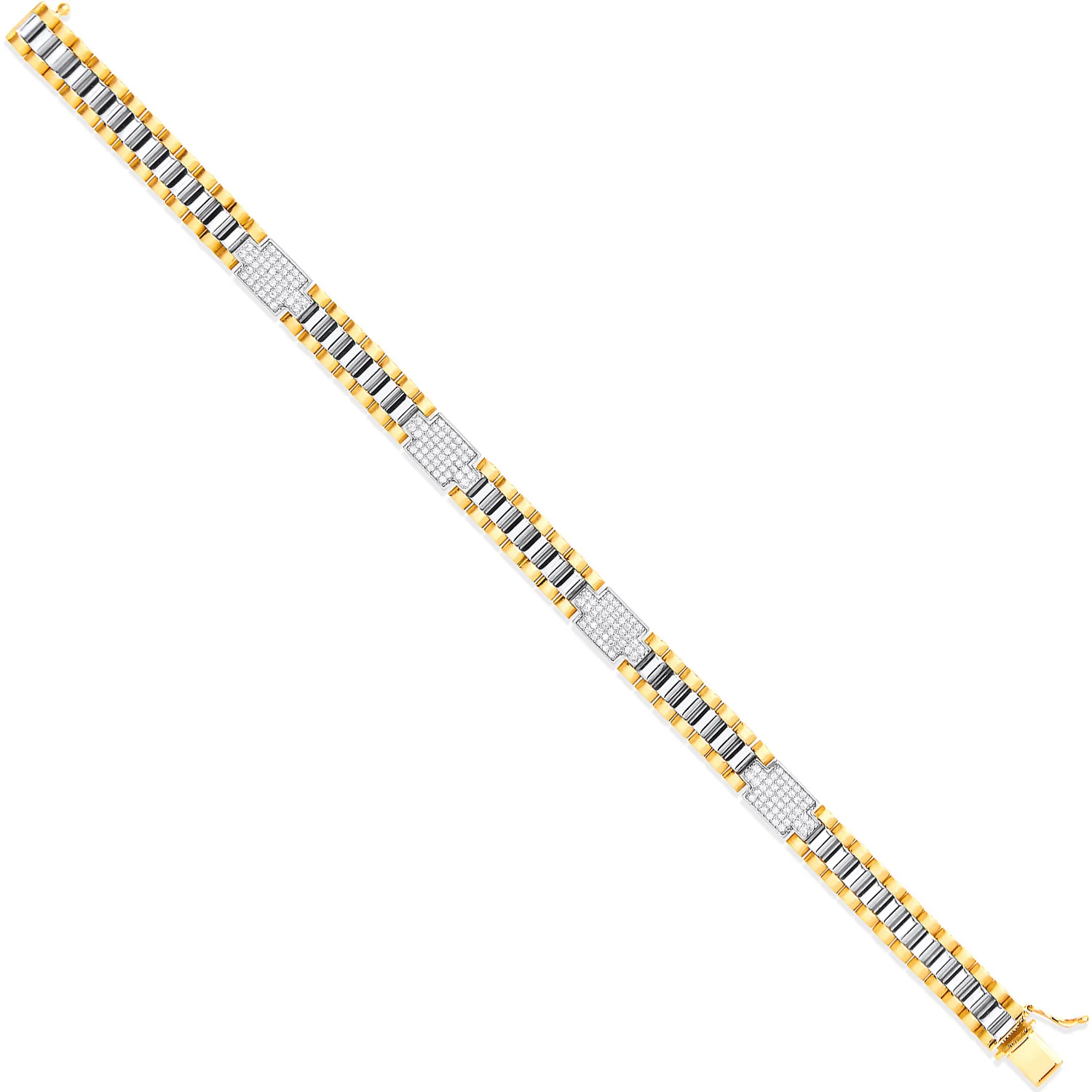 Yellow/White/G 8mm Fancy Link Cubic Zirconia Baby/Lds/Gnts Bracelet - 9ct Gold - Image 2