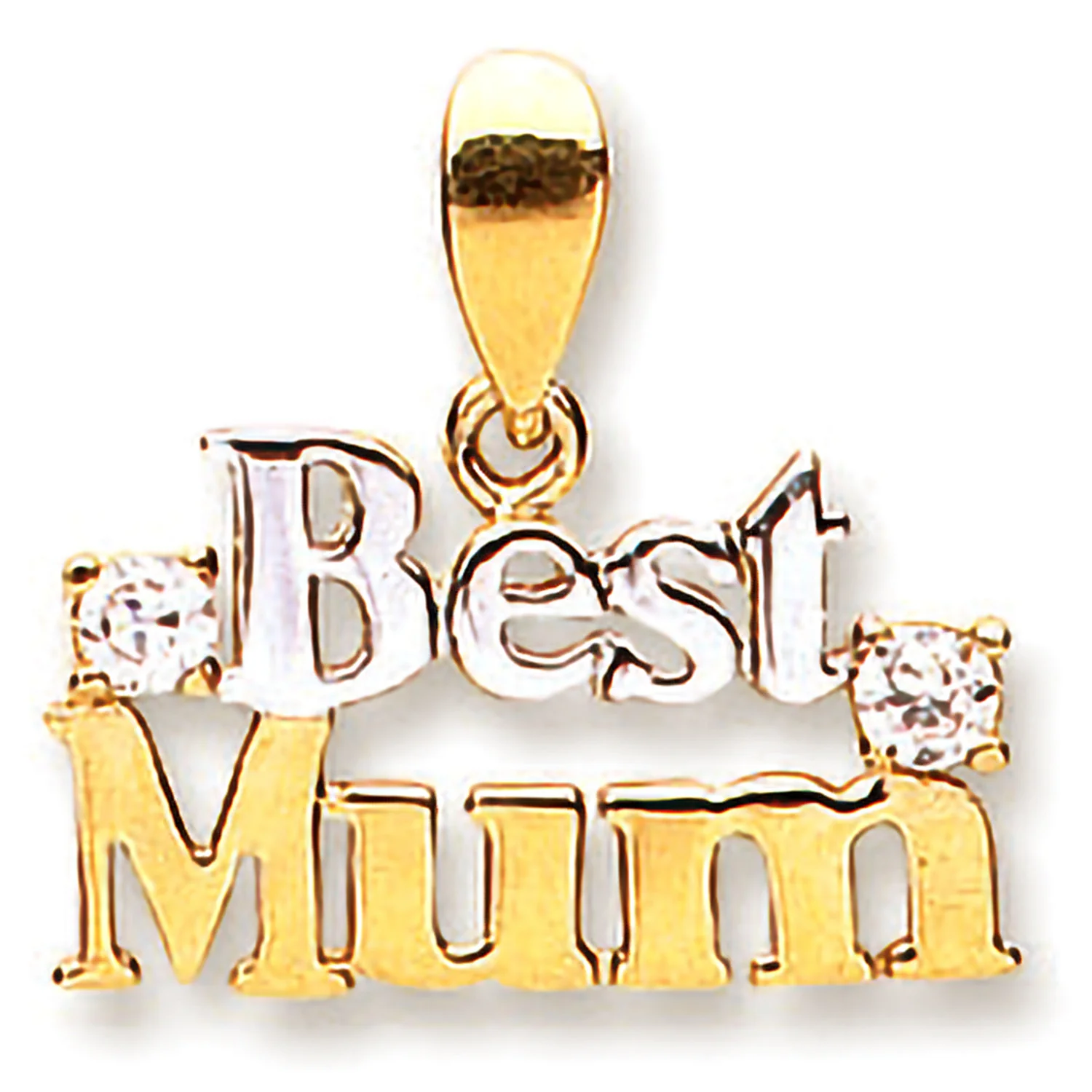 Yellow & White Gold Best Mum Pendant - 9ct Gold - Image 2