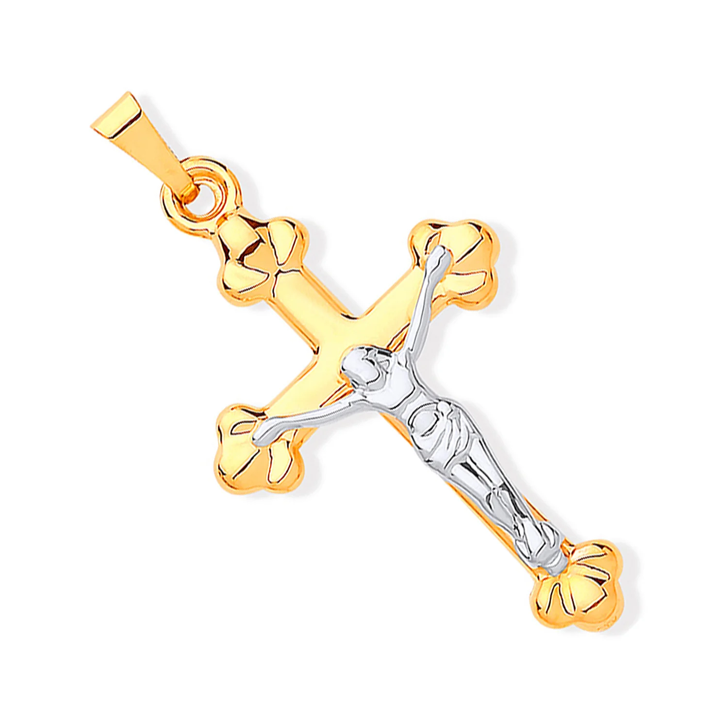 Yellow & White Gold Crucifix Pendant - 9ct Gold - Image 2