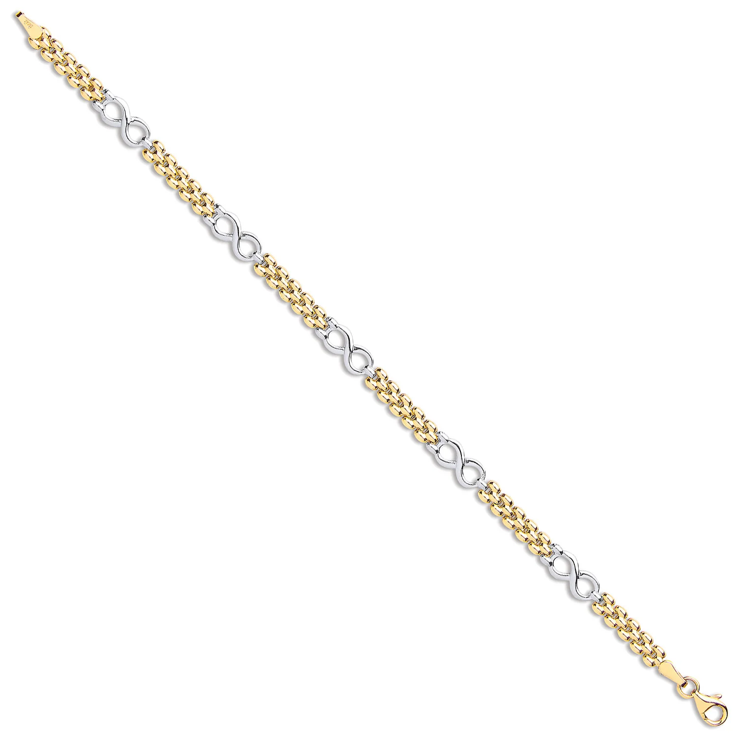Yellow & White Gold Eternity Fancy Link Ladies Bracelet - 9ct Gold - Image 2