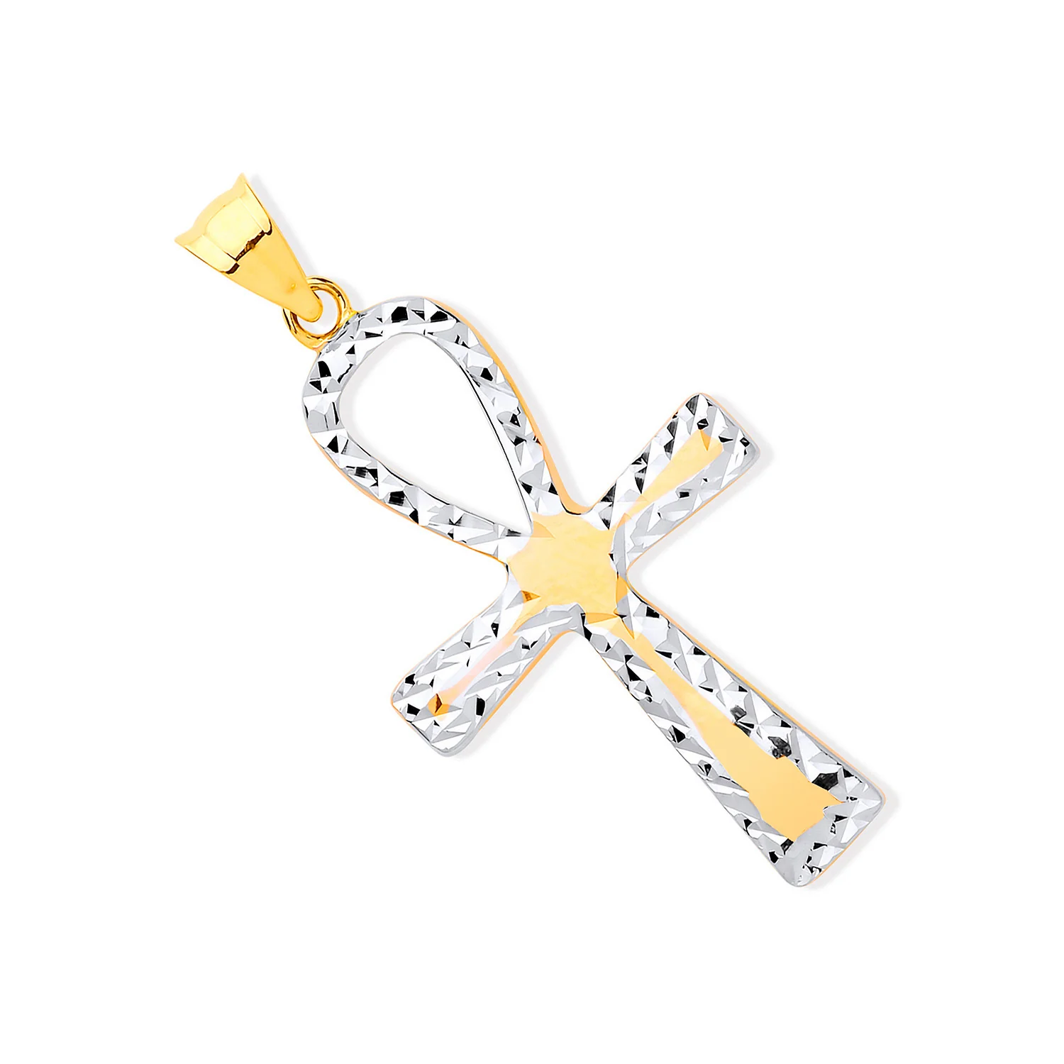 Yellow & White Gold Loop Top Fancy Cross - 9ct Gold - Image 2