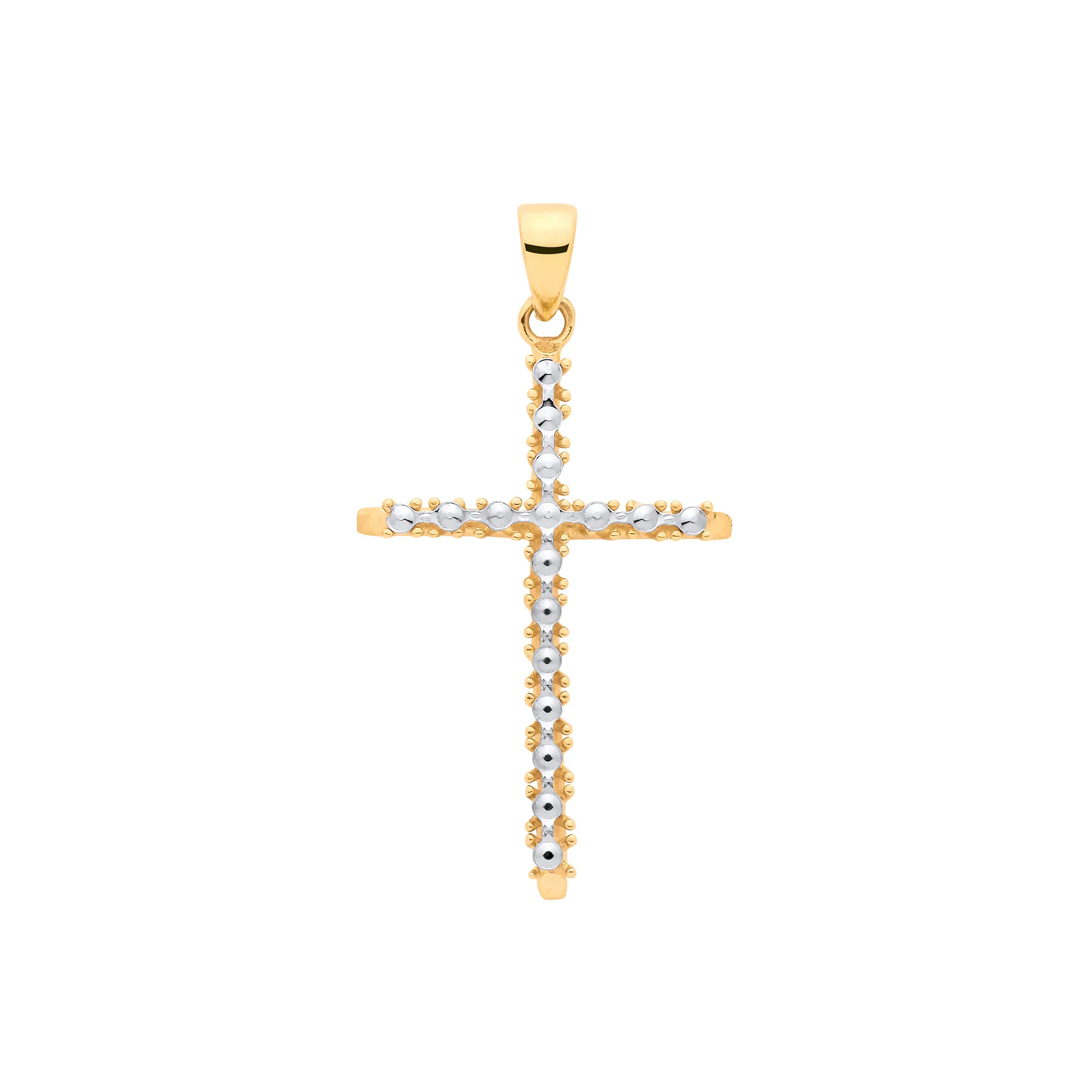 Yellow & White Gold with Illusion D/C Plate Cross - 9ct Gold - Image 2