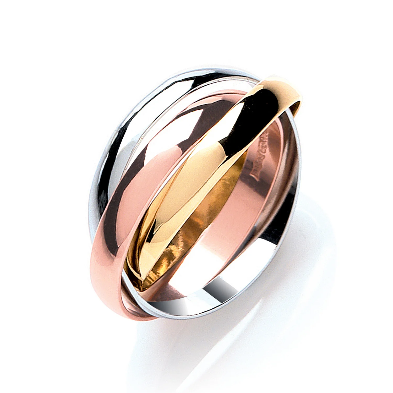 Yellow White & Rose Gold 3mm Russian Wedding Band - 9ct Gold - Image 2