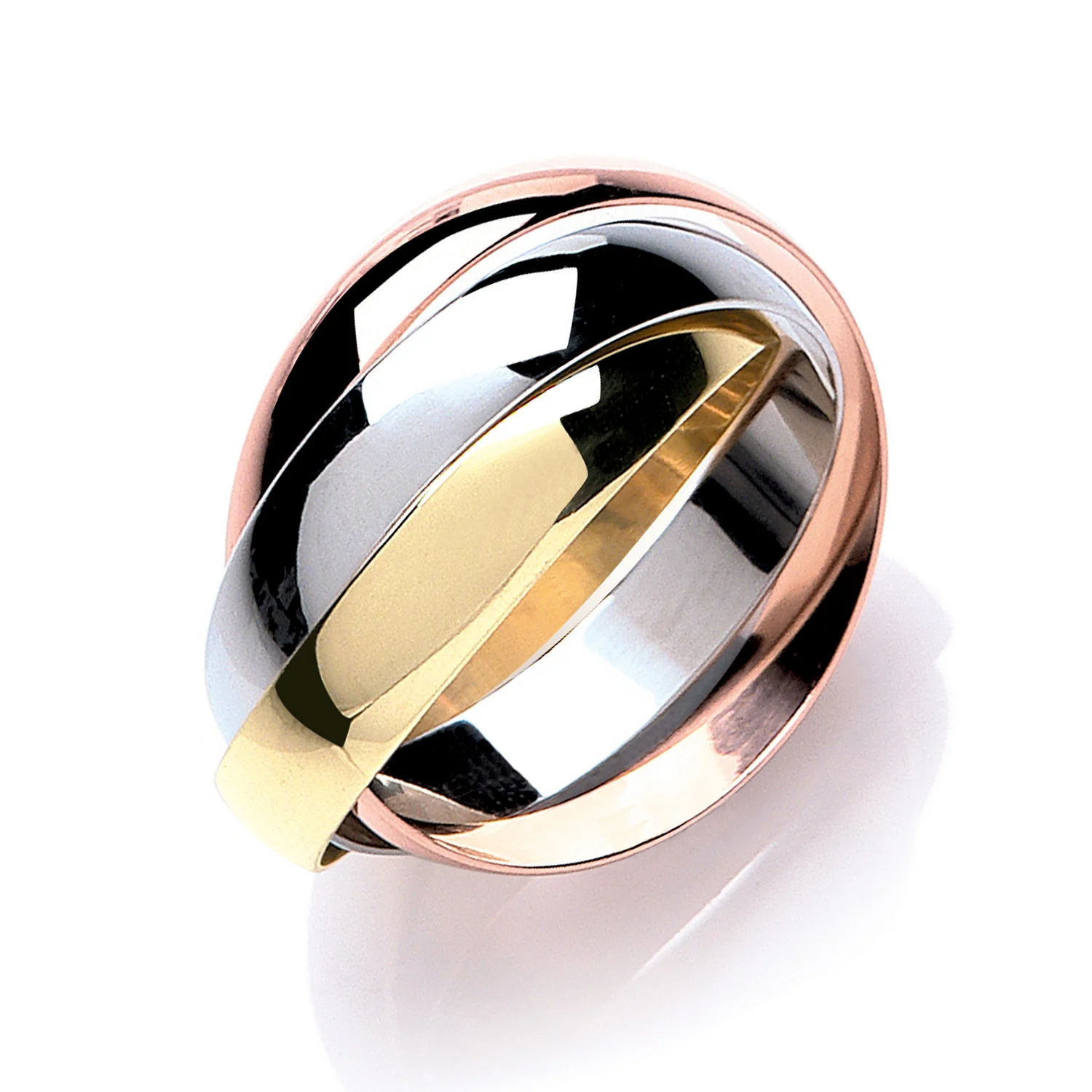 Yellow White & Rose Gold 4mm Russian Wedding Band - 9ct Gold - Image 2